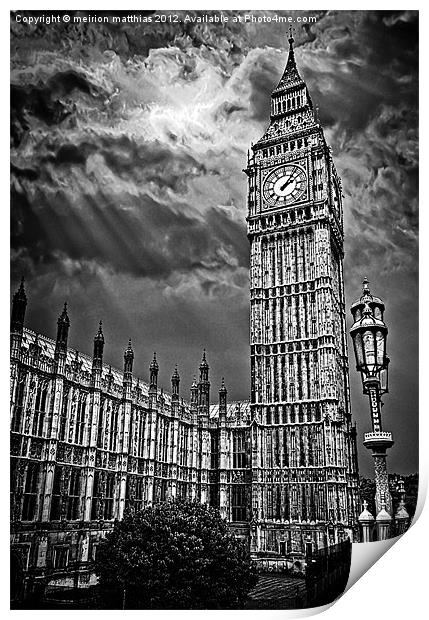 house of commons clock tower or big ben Print by meirion matthias
