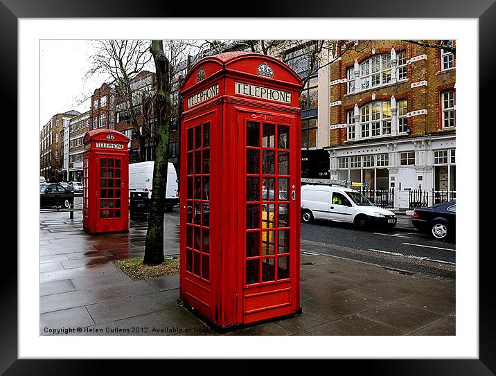 TELEPHONE BOXES Framed Mounted Print by Helen Cullens