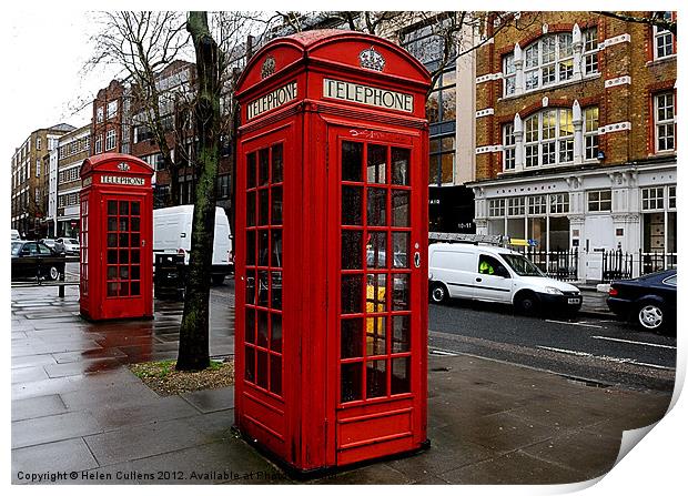 TELEPHONE BOXES Print by Helen Cullens