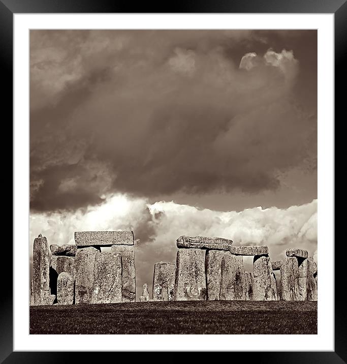 Stonehenge Storm Framed Mounted Print by Mary Lane