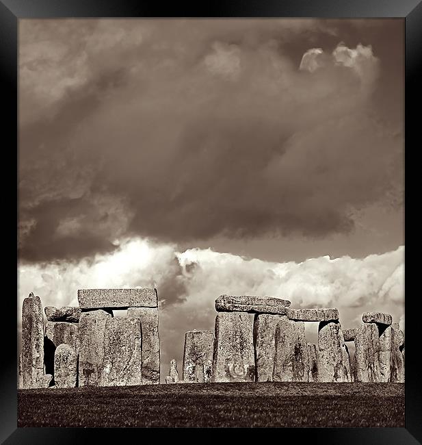 Stonehenge Storm Framed Print by Mary Lane