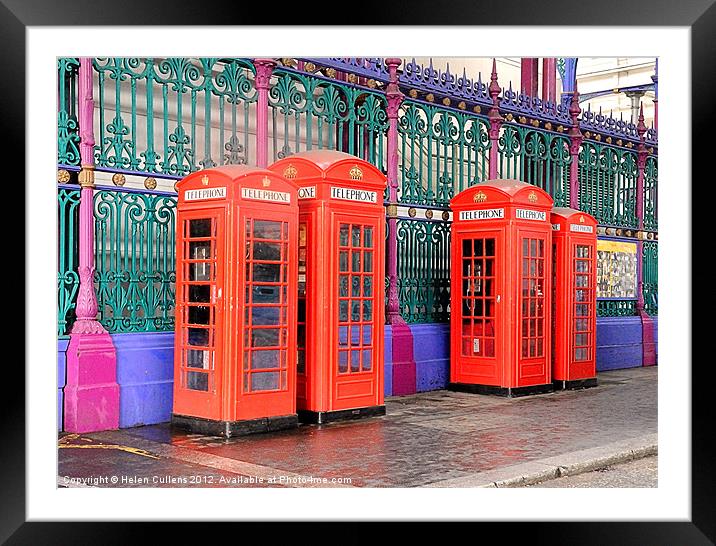 TELEPHONE BOXES AT SMITHFIELD Framed Mounted Print by Helen Cullens