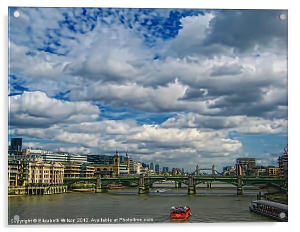 River Thames Acrylic by Elizabeth Wilson-Stephen