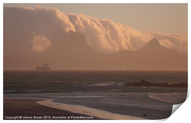 Clouds over Table Mountain Print by Valerie Brown