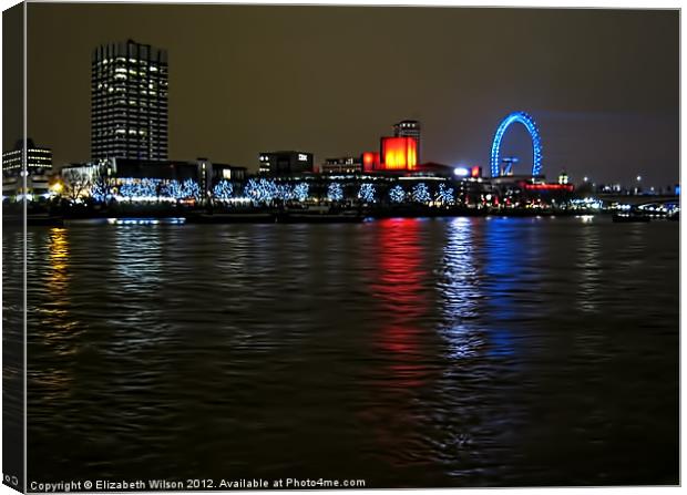 Lights on the River Thames Canvas Print by Elizabeth Wilson-Stephen