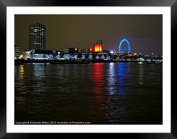 Lights on the River Thames Framed Mounted Print by Elizabeth Wilson-Stephen