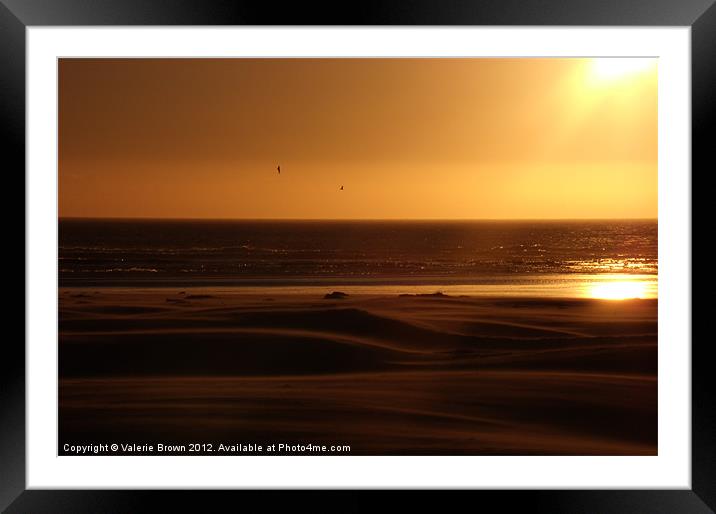 Seaside at dusk Framed Mounted Print by Valerie Brown