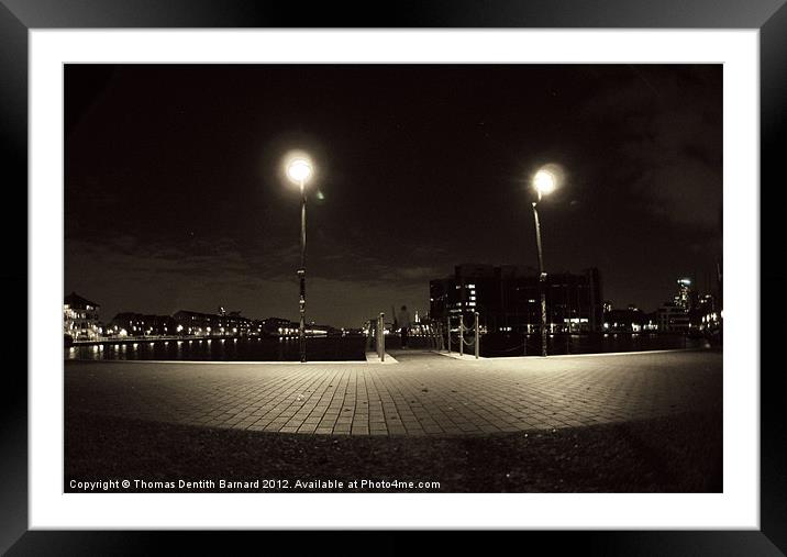 London Docklands By Night Framed Mounted Print by Thomas Dentith Barnard