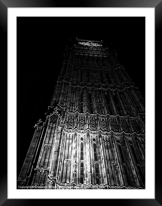 Big Ben in Black and White Framed Mounted Print by Elizabeth Wilson-Stephen