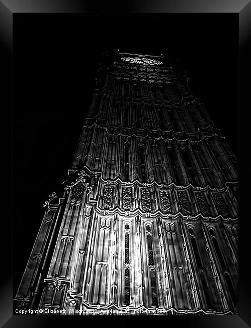 Big Ben in Black and White Framed Print by Elizabeth Wilson-Stephen