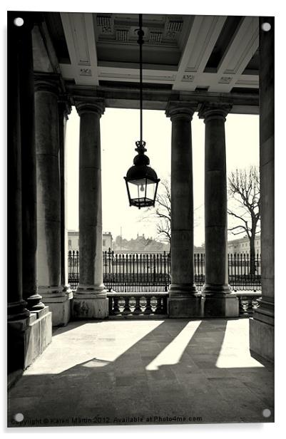 University of Greenwich Pillars Acrylic by Karen Martin