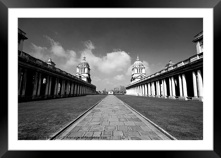 Greenwich University, Black and White Framed Mounted Print by Karen Martin