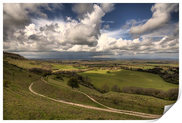 Distant Rainstorm Fron the South Downs Print by Eddie Howland