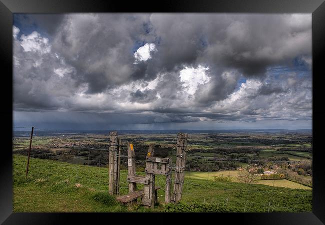 Ditchling Beacon Storm Framed Print by Eddie Howland