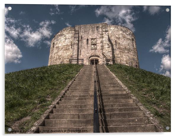 Clifford's Tower in York  historical building. Acrylic by Robert Gipson