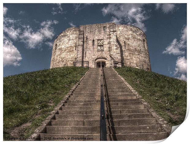 Clifford's Tower in York  historical building. Print by Robert Gipson