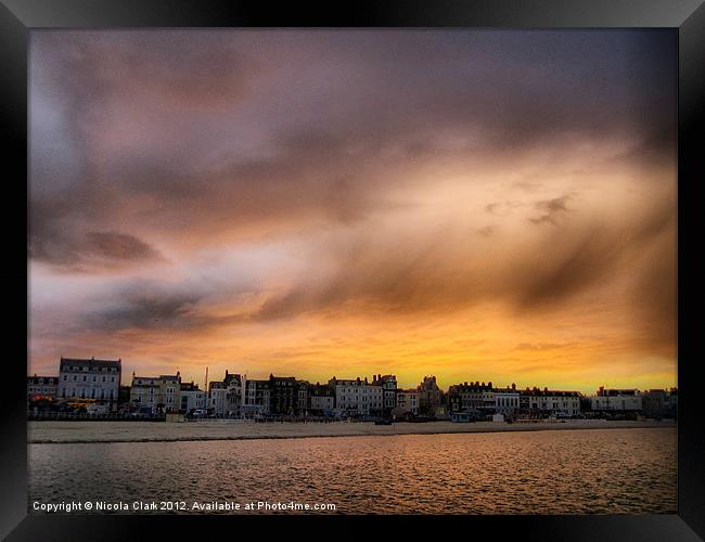 Serene Sunset on Weymouth Seaside Framed Print by Nicola Clark