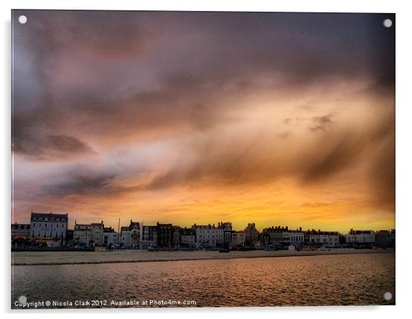 Serene Sunset on Weymouth Seaside Acrylic by Nicola Clark
