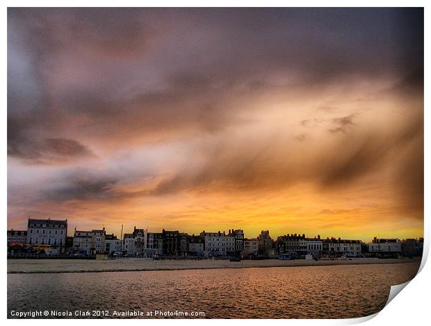 Serene Sunset on Weymouth Seaside Print by Nicola Clark