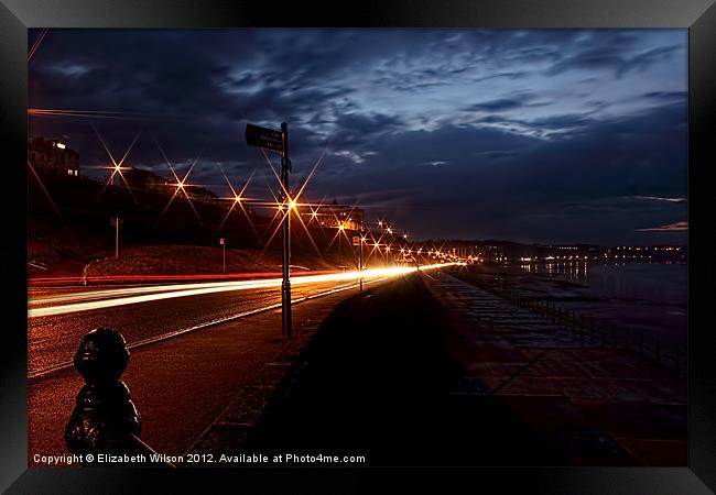 Seafront Car Lights Framed Print by Elizabeth Wilson-Stephen