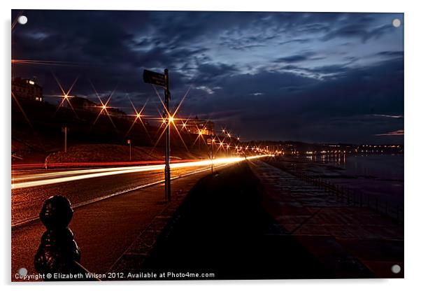 Seafront Car Lights Acrylic by Elizabeth Wilson-Stephen
