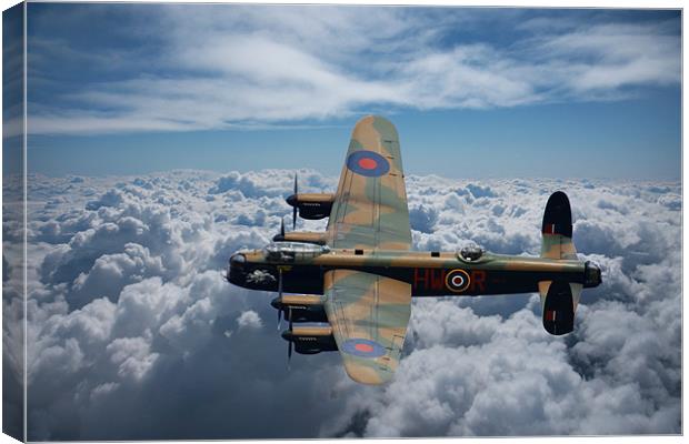 Lancaster Bomber above the clouds Canvas Print by Oxon Images