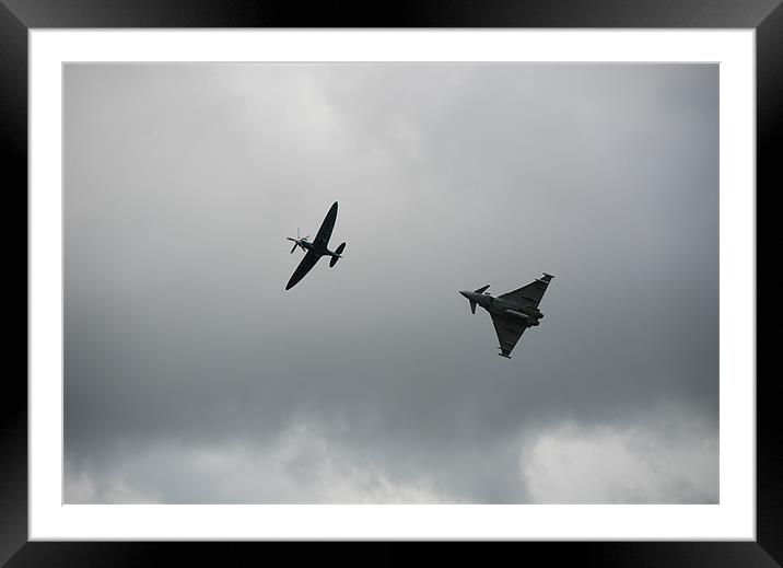 RAF Typhoon and Spitfire Framed Mounted Print by lee drage