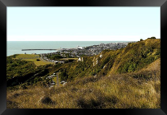 Folkestone from Capel-le-Ferne Framed Print by Derek Vines