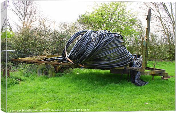 Cartload Of Old Cable Canvas Print by philip milner