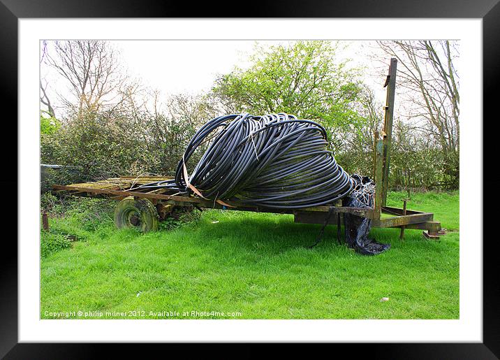Cartload Of Old Cable Framed Mounted Print by philip milner