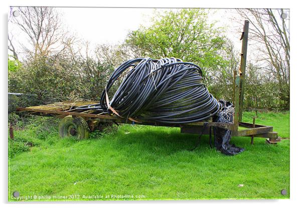 Cartload Of Old Cable Acrylic by philip milner