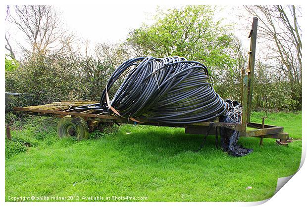 Cartload Of Old Cable Print by philip milner