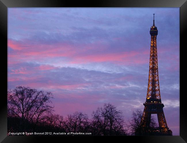 Eiffel Tower at Dusk Framed Print by Sarah Bonnot