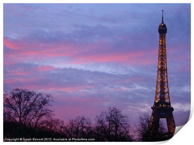 Eiffel Tower at Dusk Print by Sarah Bonnot
