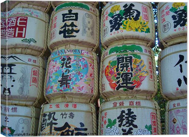 Sake barrels Tokyo Canvas Print by Sarah Bonnot