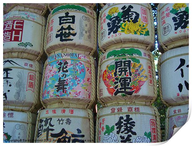 Sake barrels Tokyo Print by Sarah Bonnot