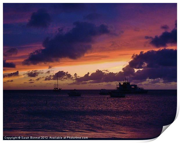 Sunset in Aruba Print by Sarah Bonnot