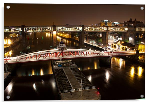 Newcastle at night Acrylic by Jeff Brunton