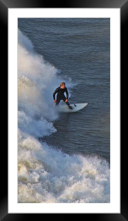 On the surf at Rhosilli. Framed Mounted Print by Becky Dix