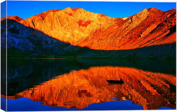 Sunset  in Convict Lake, Mammoth Lakes, California Canvas Print by Eyal Nahmias