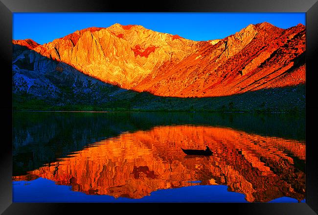 Sunset  in Convict Lake, Mammoth Lakes, California Framed Print by Eyal Nahmias