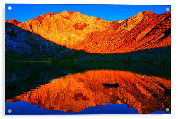 Sunset  in Convict Lake, Mammoth Lakes, California Acrylic by Eyal Nahmias