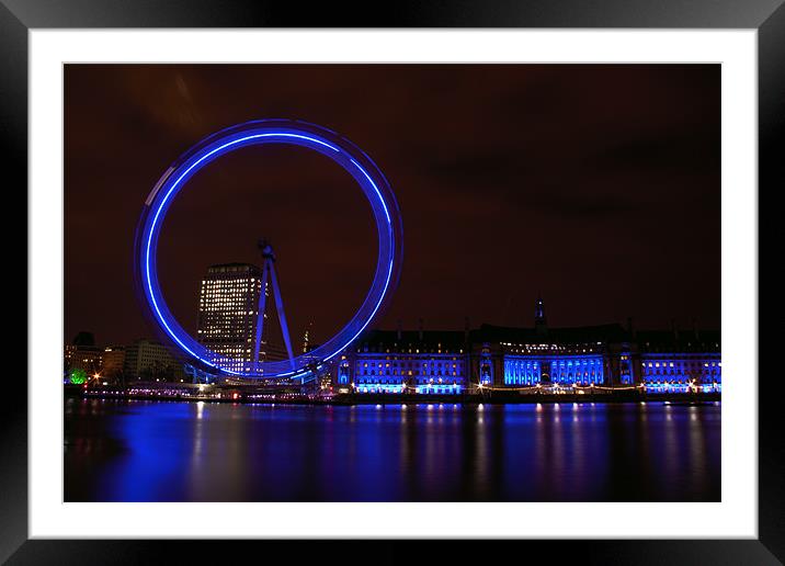 London Eye from the north bank Framed Mounted Print by Andrew Holland