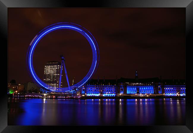 London Eye from the north bank Framed Print by Andrew Holland
