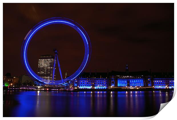 London Eye from the north bank Print by Andrew Holland