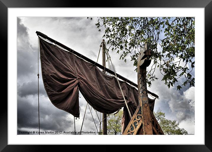 Viking Sail Framed Mounted Print by Karen Martin