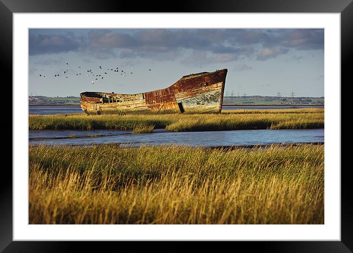 Rotting Hulk on the Medway Framed Mounted Print by James Rowland
