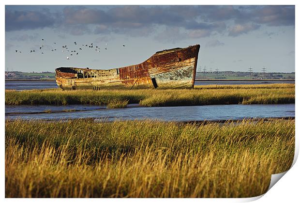 Rotting Hulk on the Medway Print by James Rowland