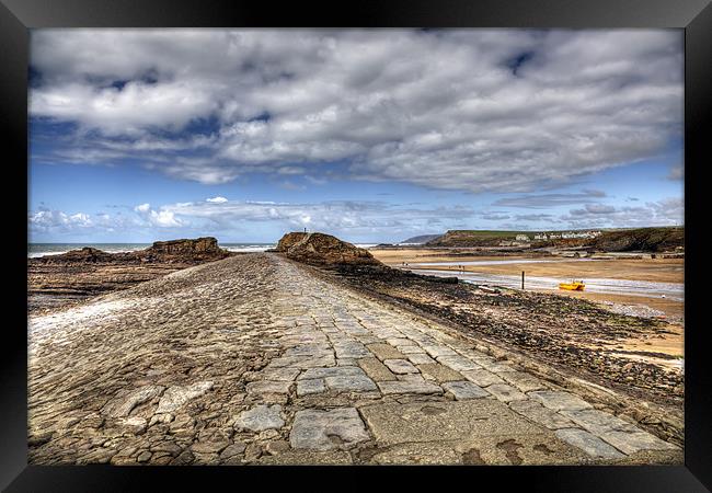 Bude Breakwater Framed Print by Mike Gorton