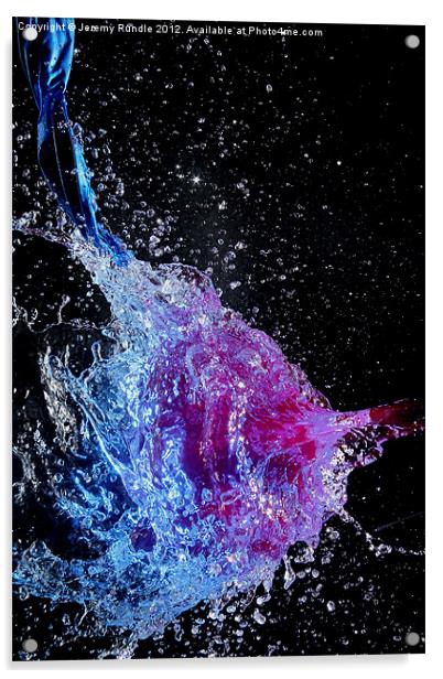 Water filled balloon burst Acrylic by Jeremy Rundle